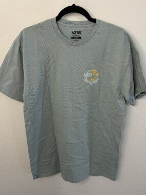 Vans Off The Wall Classic Fit Sage Green Palm Graphic Tee | L